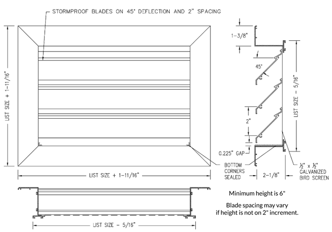 Dayus DAL2-FF louver specifications