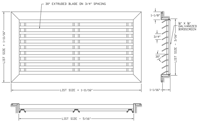 Dayus DALTL-30 louver specifications