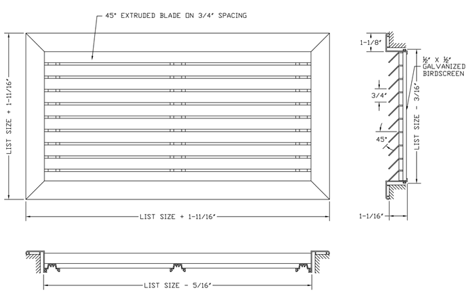 Dayus DALTL-45 louver specifications