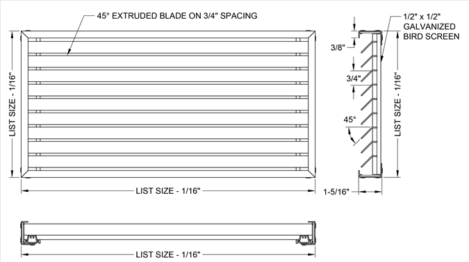 Dayus DALTL-45-CF louver specifications