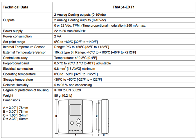 NEP Make-up Air Controller specifications