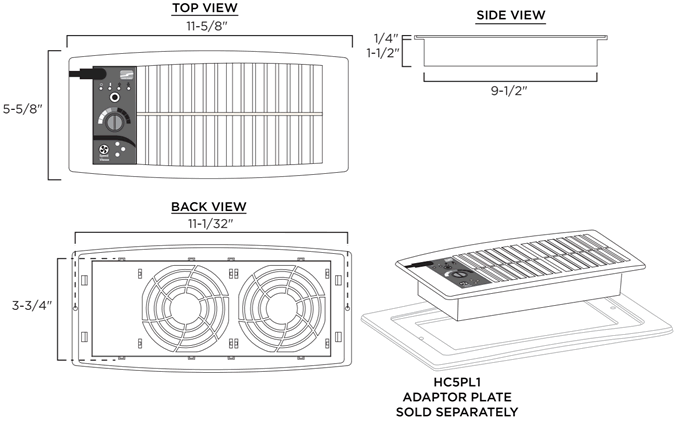 SUNCOURT 11.875-in x 6.25-in Abs Resin White Register Boosters in