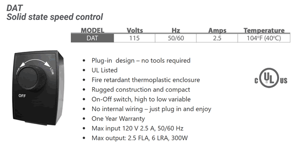 vortex dat speed controller specifications